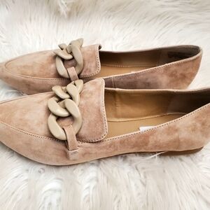 Steve Madden Tan Loafers with Chain Detail
